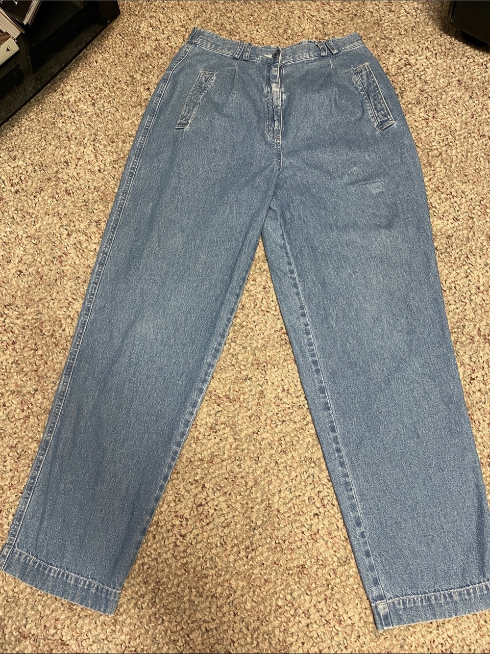 Vintage 90s wide leg ultra high blue mom jeans